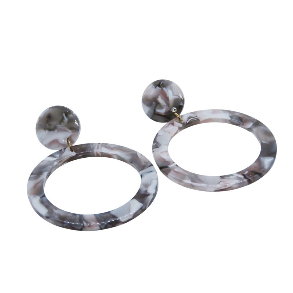 Urban Outfitters Taupe Marbled Circle Drop Earrings